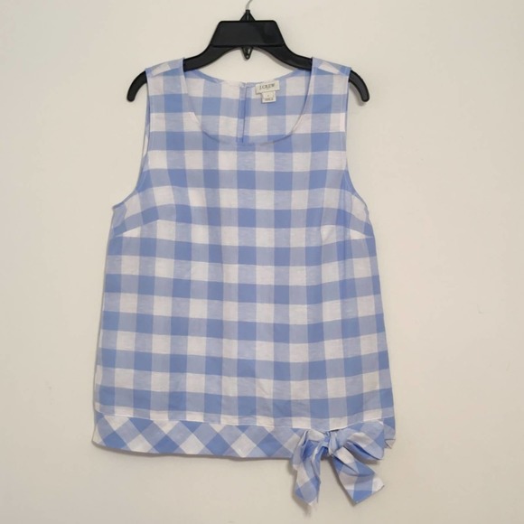 🎈J Crew Gingham Linen Blend Blouse, EUC S 4 - Picture 2 of 11